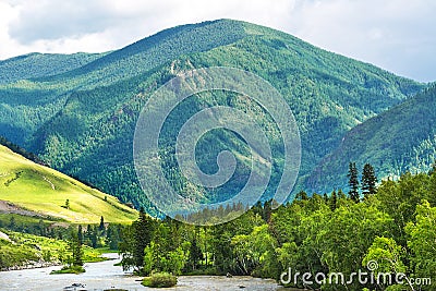 Mountain valley and river Chuya. Altai Republic, Russia Stock Photo